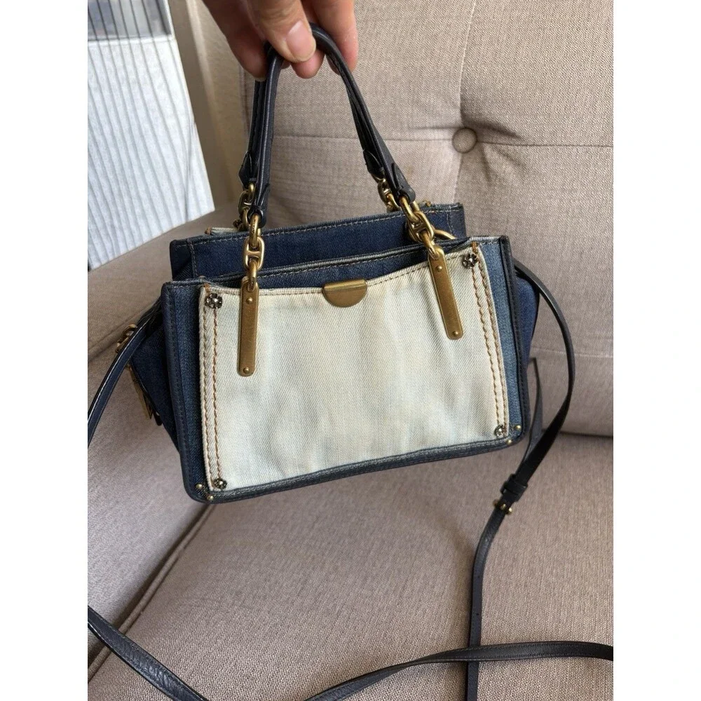 Coach Mini Dreamer 21 Denim ColorBlock  Satchel Crossbody Bag EUC